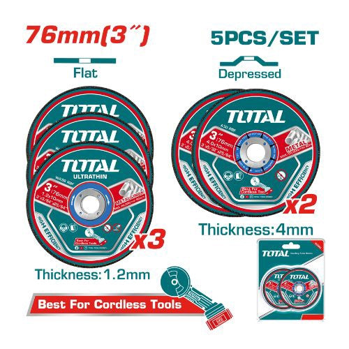 TOTAL Disc Set 5PCS TAC303768 Abrasive Metal Cutting and Grinding