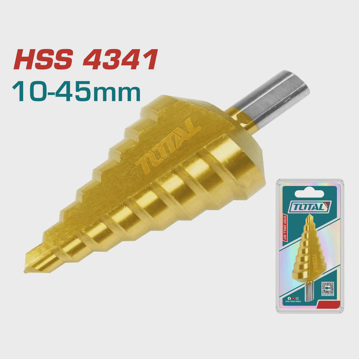 TOTAL Drill Step Cone Bit TAC75104501 10-45MM HSS4341