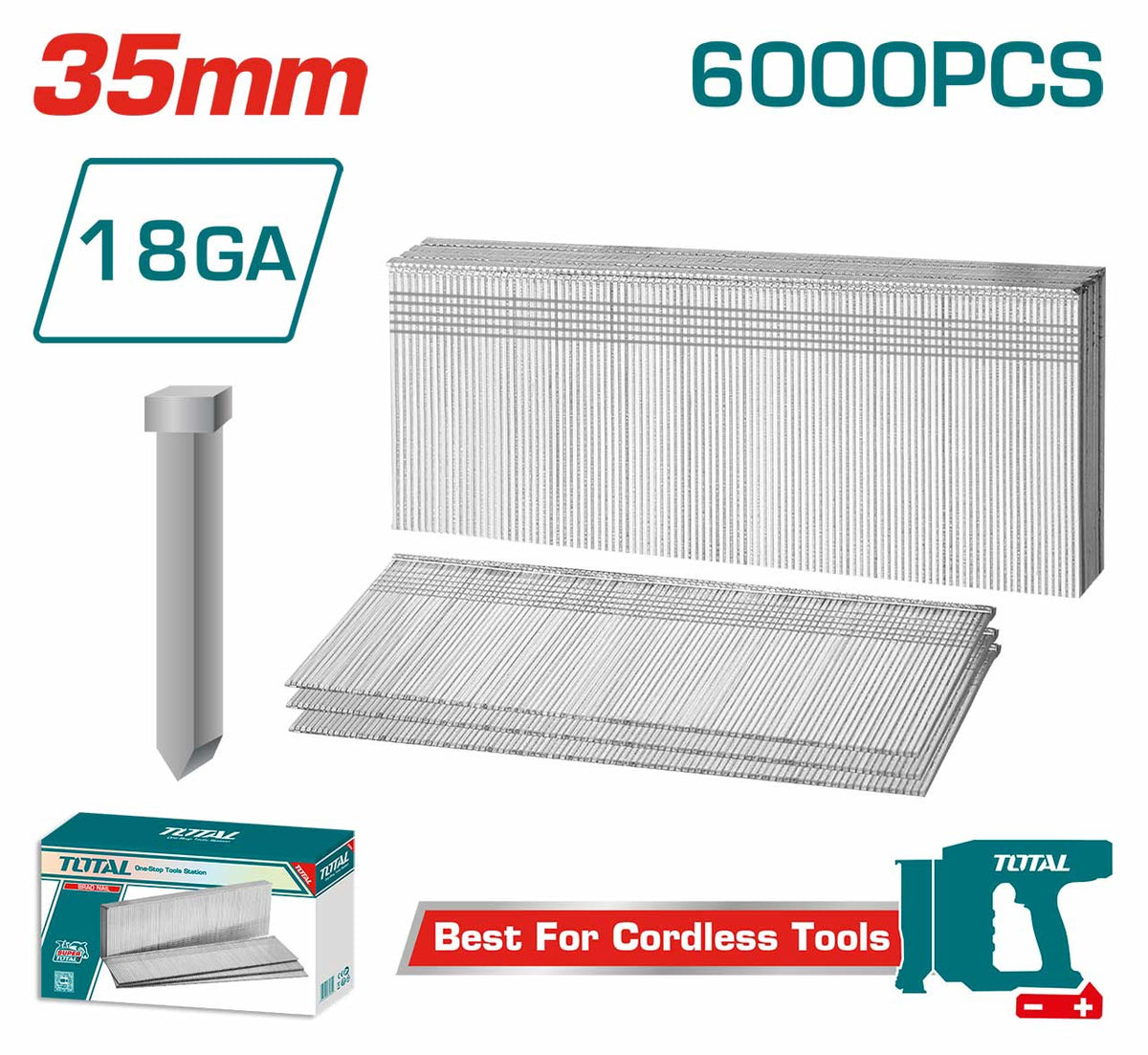 TOTAL Brads Nail 35MM 18G TAC918356 6000PCS