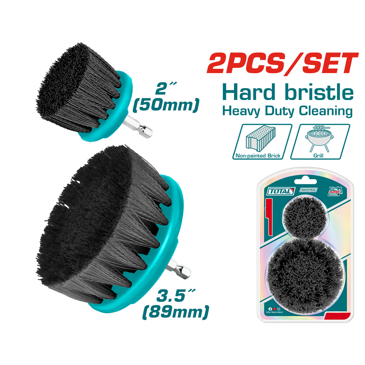 TOTAL Hard Bristle Brush Set 2PC TACH1235
