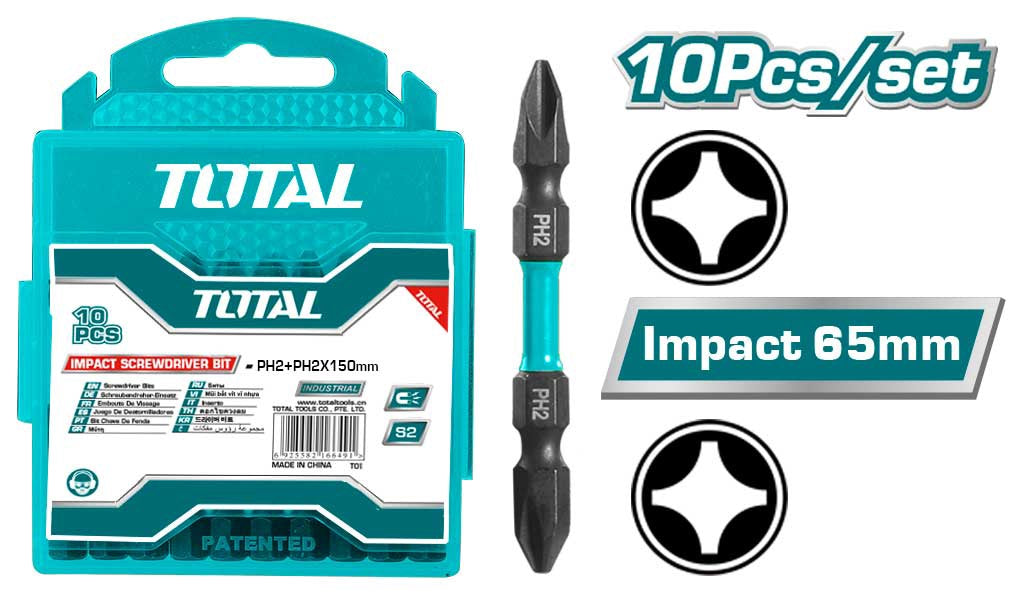 TOTAL Screwdriver Bit Set 10PCS TACIM16PH233 Impact