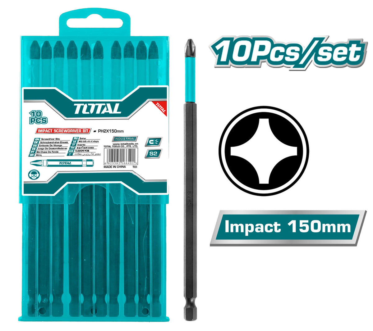 TOTAL Screwdriver Bit Set 10PCS TACIM16PH263 Impact
