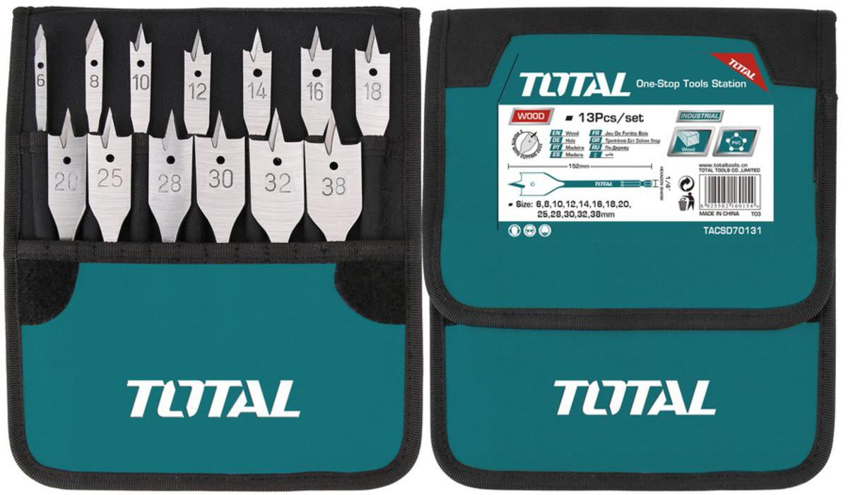 TOTAL Drill Bit Set 13PCS TACSD70131 Flat Wood