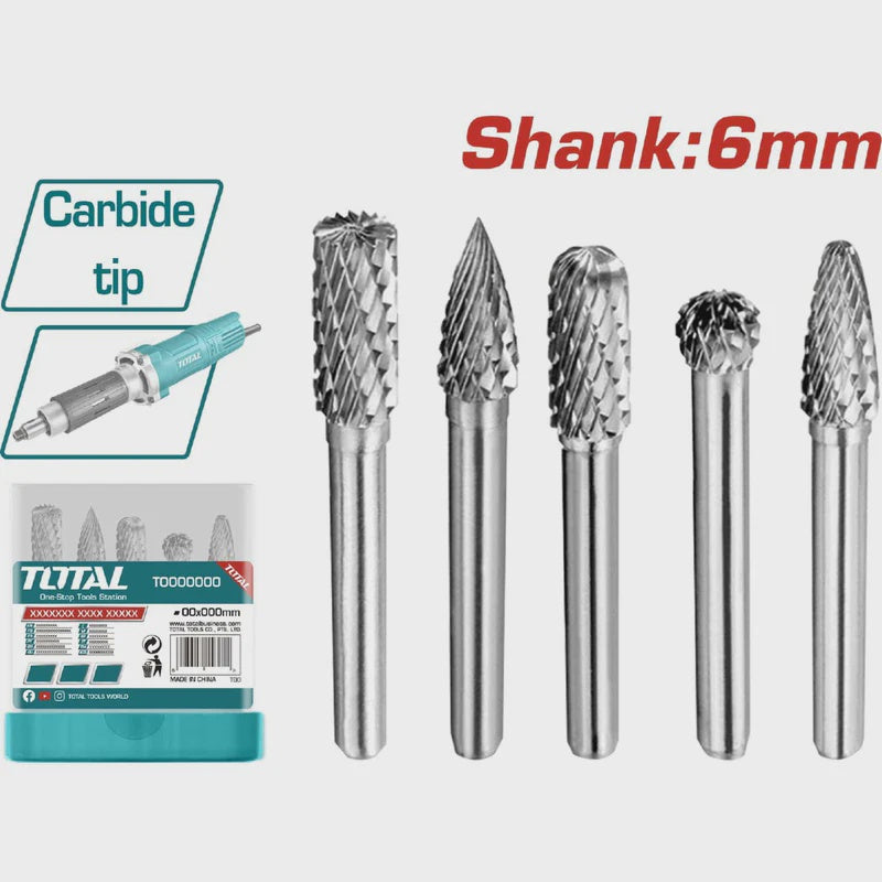 TOTAL Bit Tungsten Carbide Rotary Burrs 5PCS Set TAKC0651