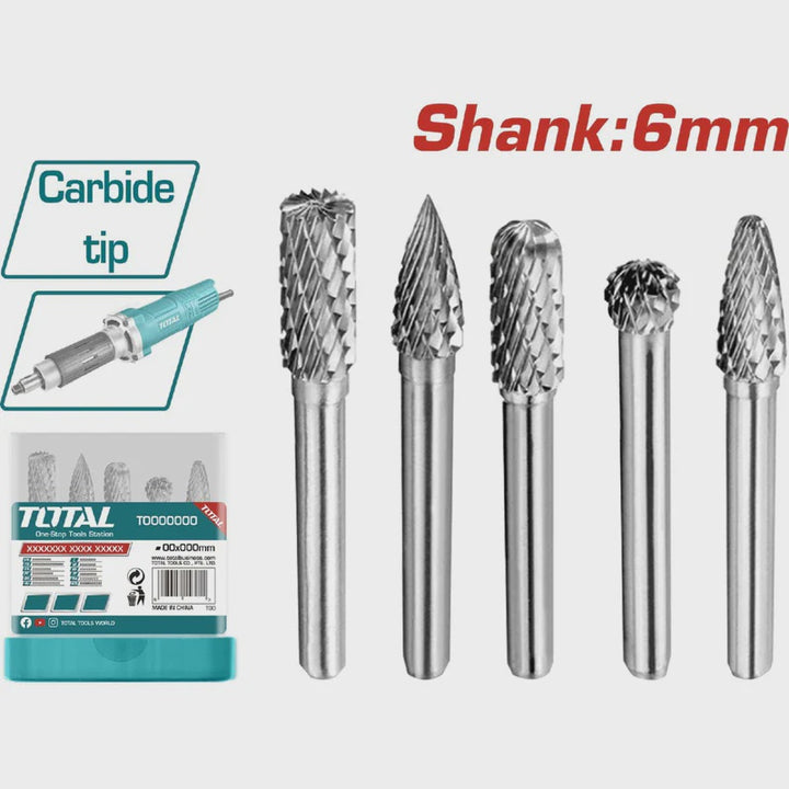 TOTAL Bit Tungsten Carbide Rotary Burrs 5PCS Set TAKC0651