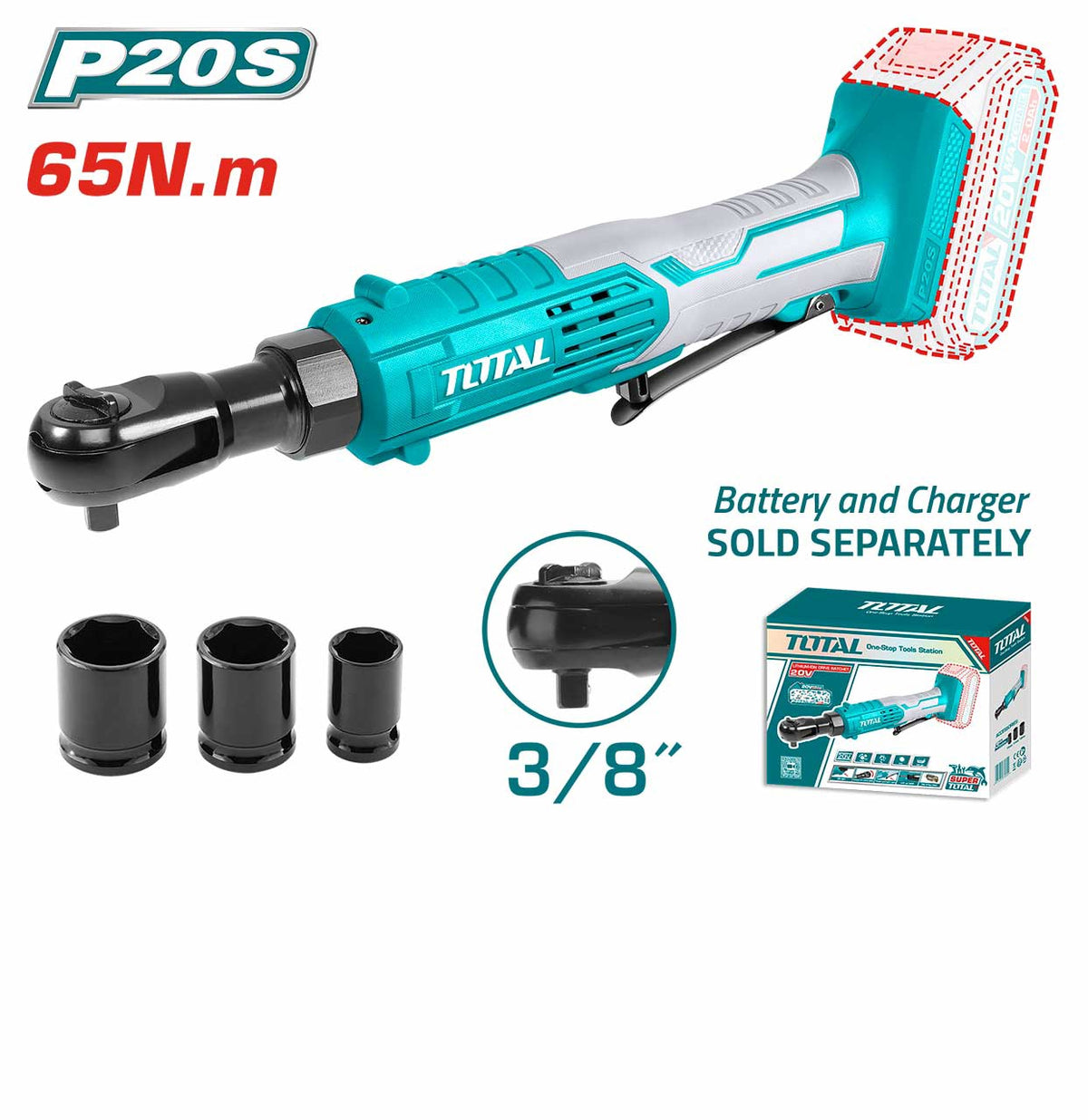 TOTAL Drill Gun Ratchet Drive 3/8" TDRLI2060151 20V Lithium Ion No Battery and Charger