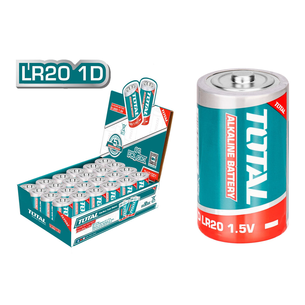 TOTAL Battery D Alkaline THAB1D01 2PCS Pack