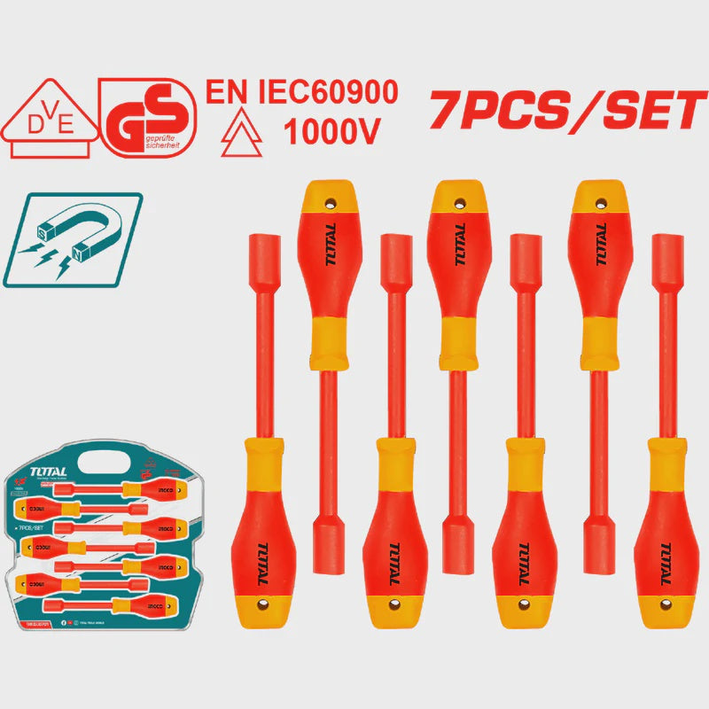 TOTAL Screwdriver Set 7PCS Insulated Nut THKISD0701
