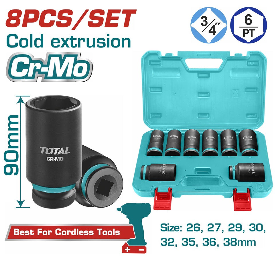 TOTAL Socket Set 8PCS 3/4 Deep Impact THKISD34082L