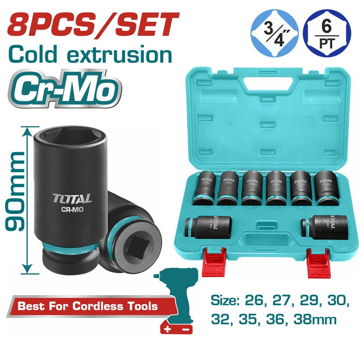 TOTAL Socket Set 8PCS 3/4 Deep Impact THKISD34082L