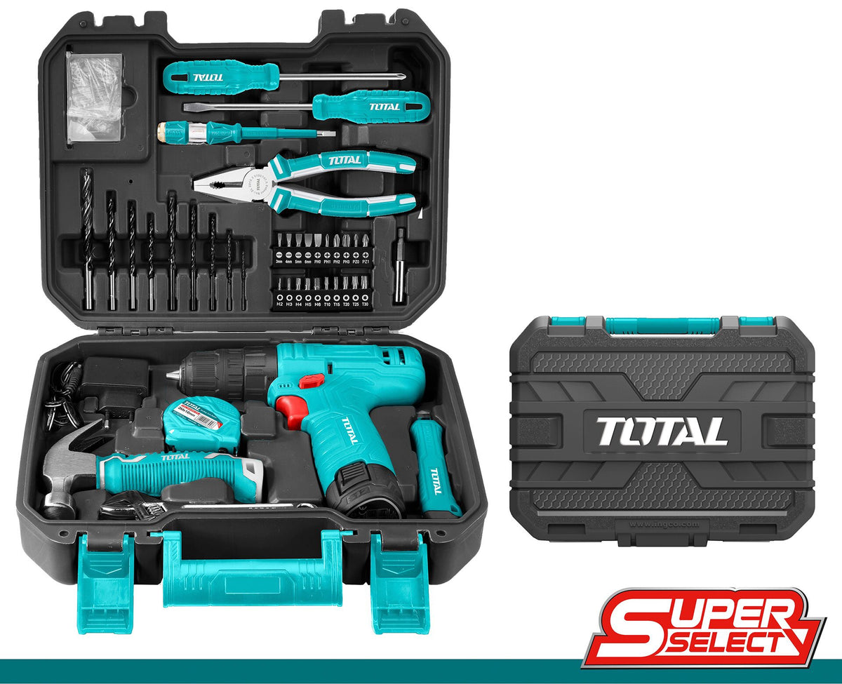 TOTAL Tool Set 81PCS UTHKTHP10812 Household Drill Gun 12V Lithium Ion 1.5AH