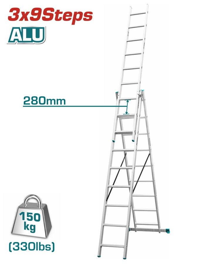 TOTAL Ladder 3 X 9 Step Extention Aluminium THLAD03391