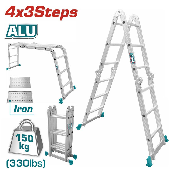 TOTAL Ladder 4 X 3 Step Multi Purpose Aluminium THLAD04431