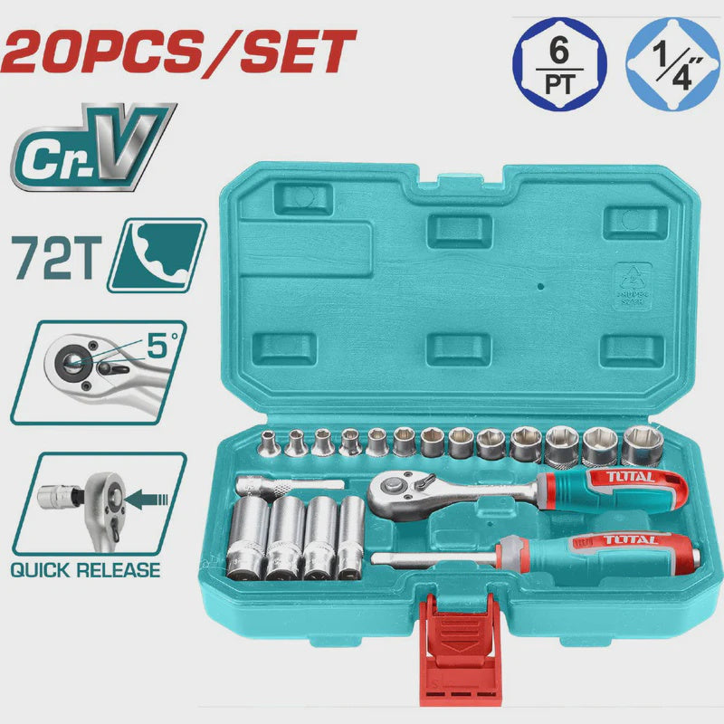 TOTAL Socket Set 20PCS THT141201 1/4"