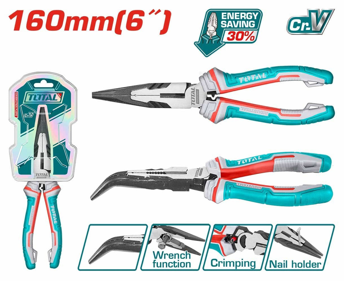 TOTAL Pliers 6" Bent Nose THT24616S
