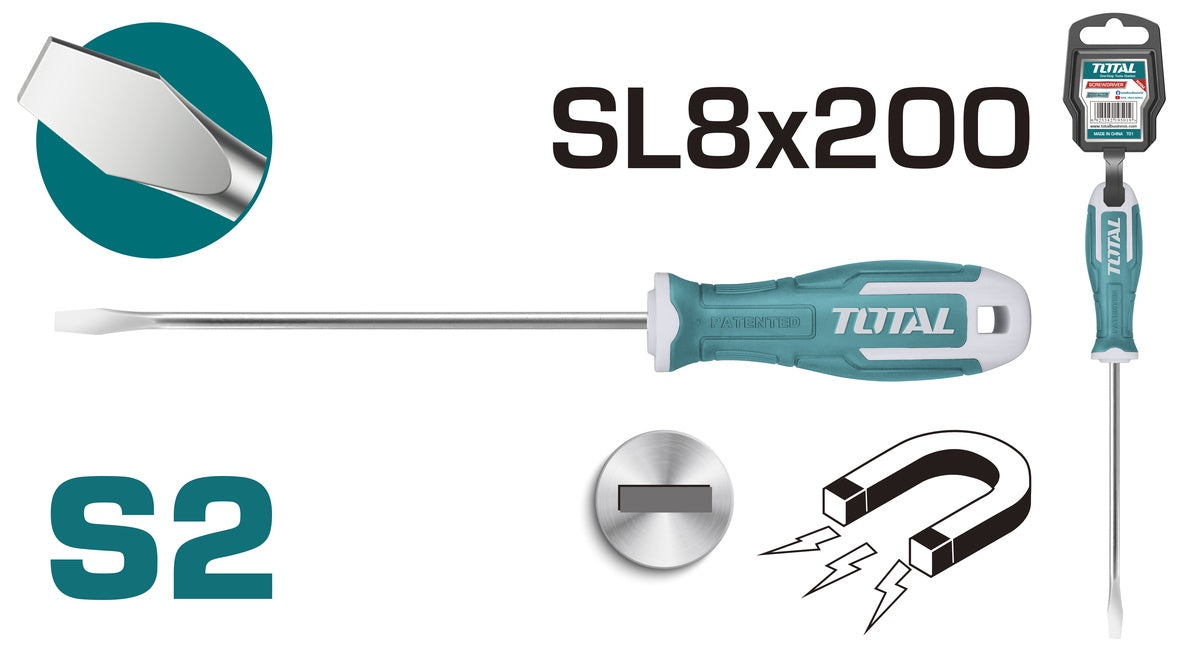 TOTAL Screwdriver 8 X 200MM Flat THT268200