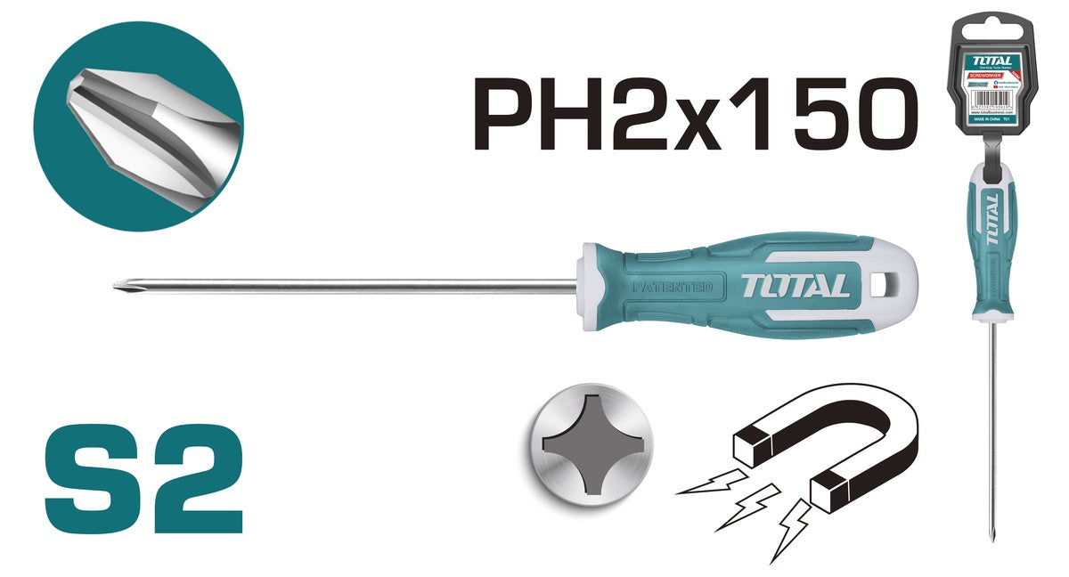 TOTAL Screwdriver PH2 X 150MM Star THT26PH2125 Phillips
