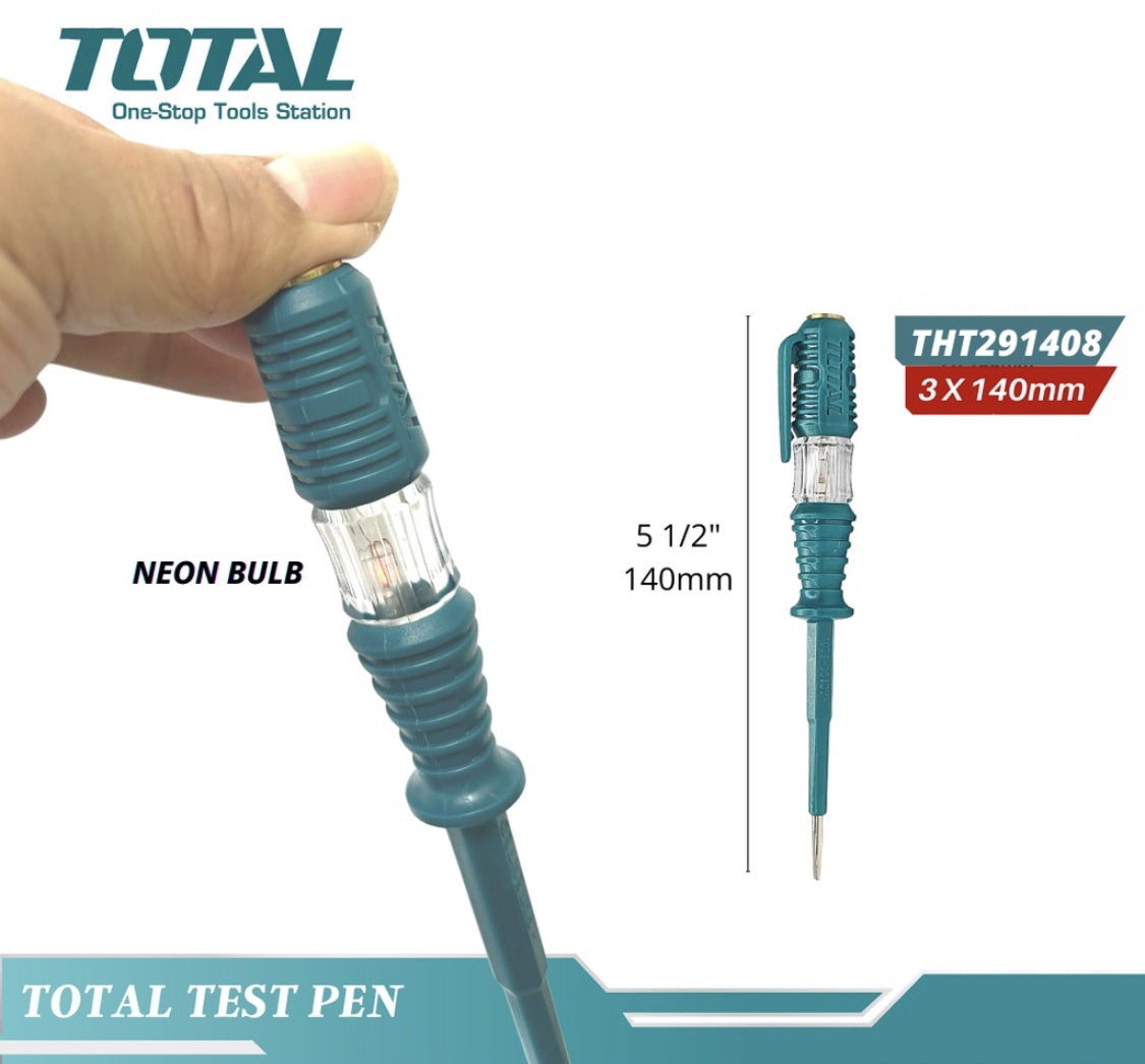 TOTAL Tester Screwdriver Flat THT291408 140MM Test Pencil