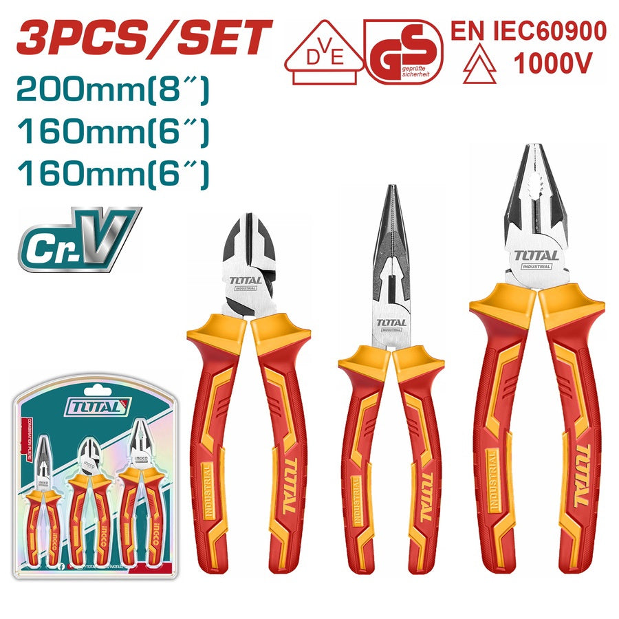 TOTAL Pliers 3PCS Combination THT2K0302 Insulated