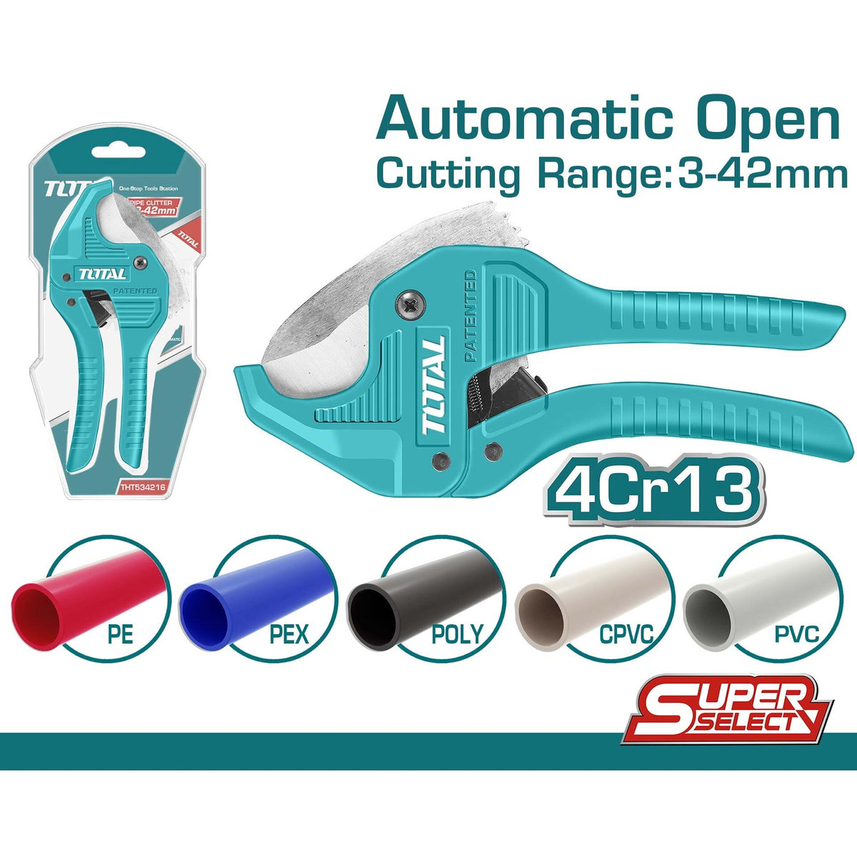TOTAL Pipe Cutter THT534216 3-42MM