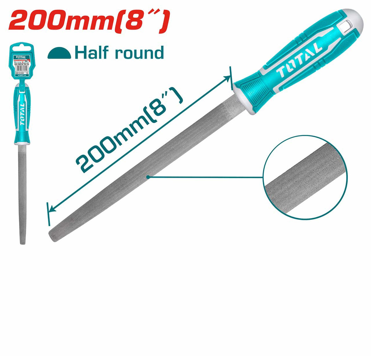 TOTAL File Half Round 8" with Handle THT91286