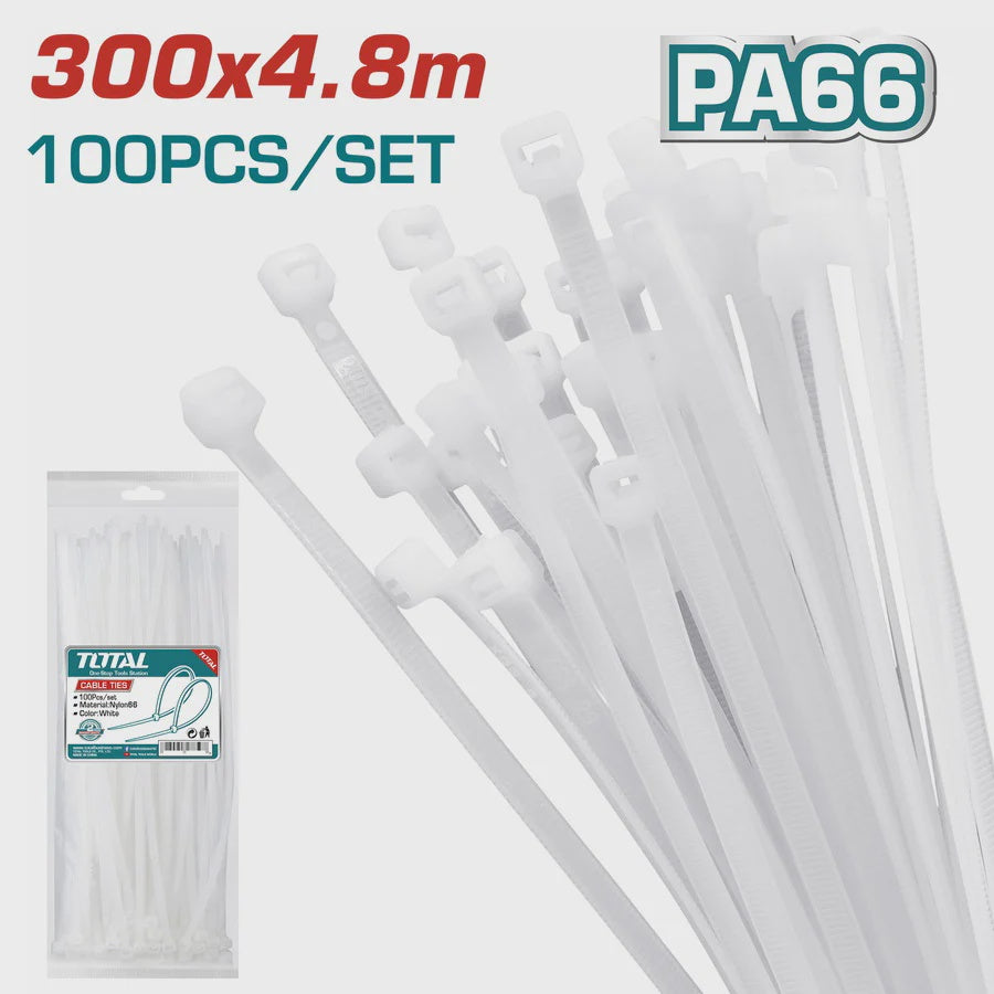 TOTAL Cable Tie 4.8 X 300MM THTCT3001 100PCS Pack