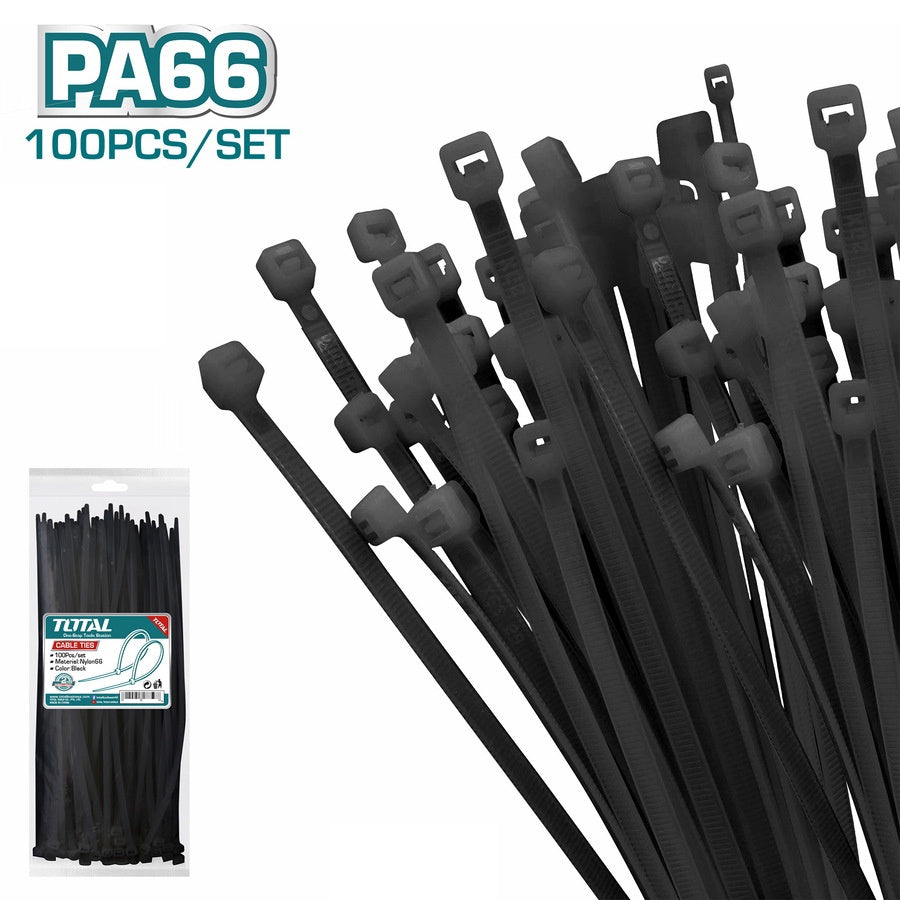 TOTAL Cable Tie 7.6 X 400MM THTCTB40076 Black 100PCS Pack