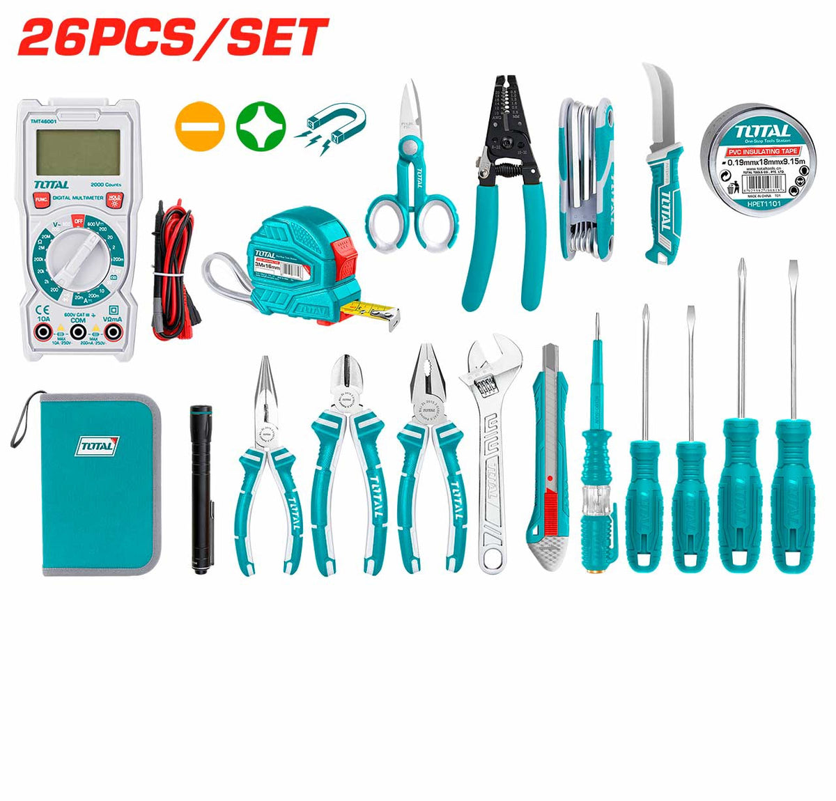 TOTAL Tool Set 26PCS TKETS0261 Electrician's