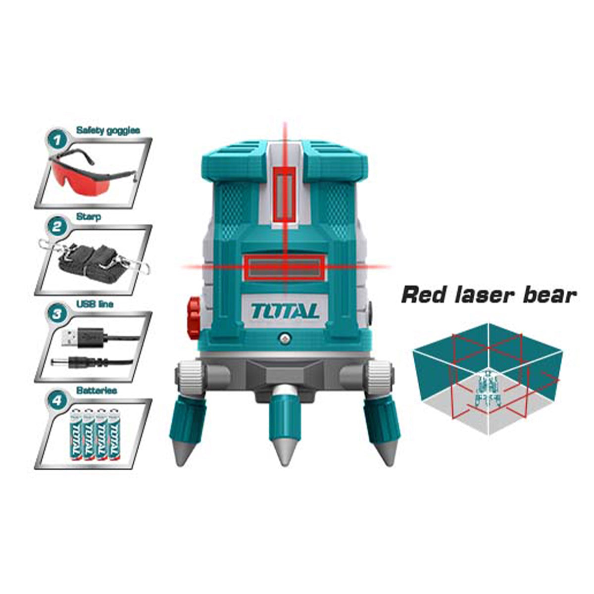 TOTAL SELF-LEVELING Line Laser TLL306505 Red Laser Beams