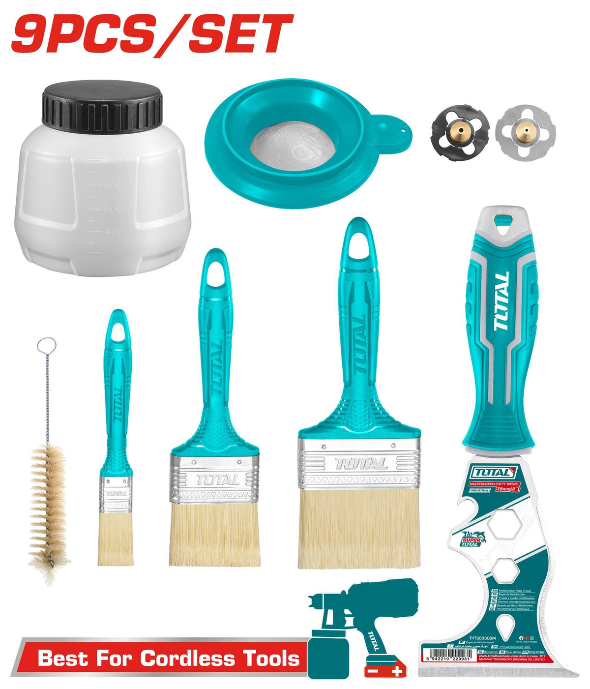 TOTAL Painting Tools Accesories Set 9PCS TMGF0702