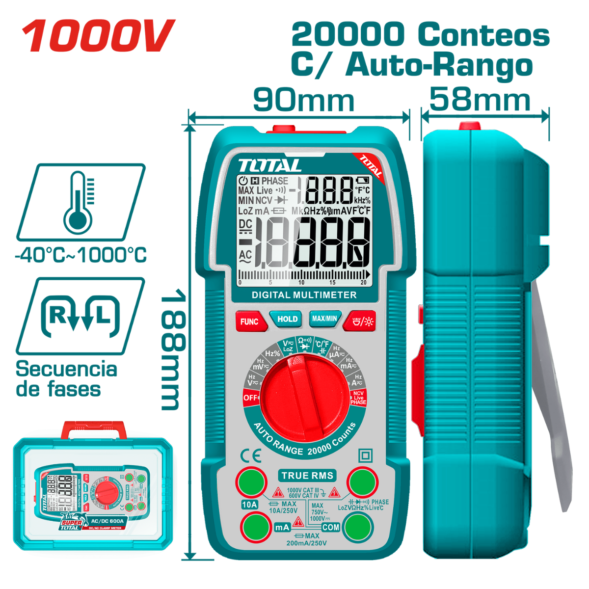 TOTAL Multimeter TMT5410003 Digital 1000V