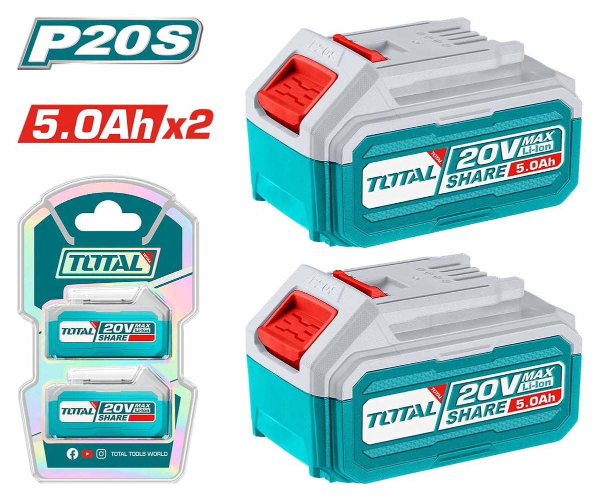 TOTAL Battery Pack 20V 5.0AH TOSLI240464 LITHIUM-ION 2PCS Pack Share