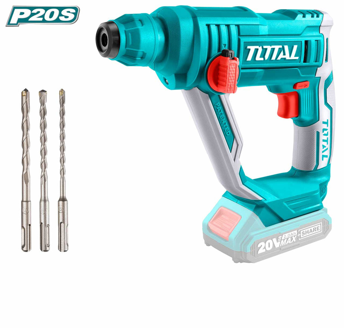TOTAL Drill Gun TRHLI1601 Rotary Hammer 20V Lithium Ion
