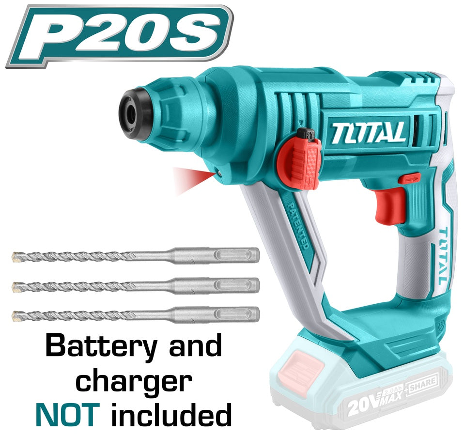 TOTAL Drill Gun TRHLI1601 Rotary Hammer 20V Lithium Ion