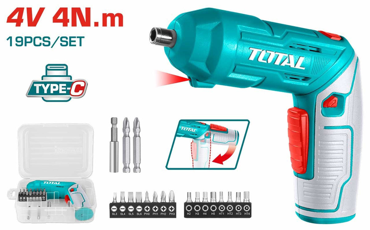 TOTAL Screwdriver Cordless TSDLI0442 4V Lithium Ion
