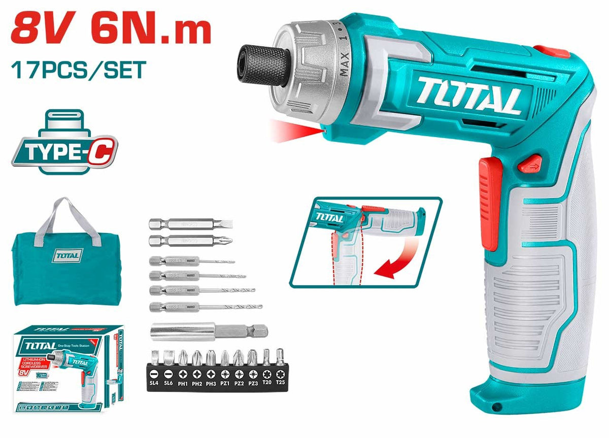 TOTAL Screwdriver Cordless TSDLI0802 8V Lithium Ion
