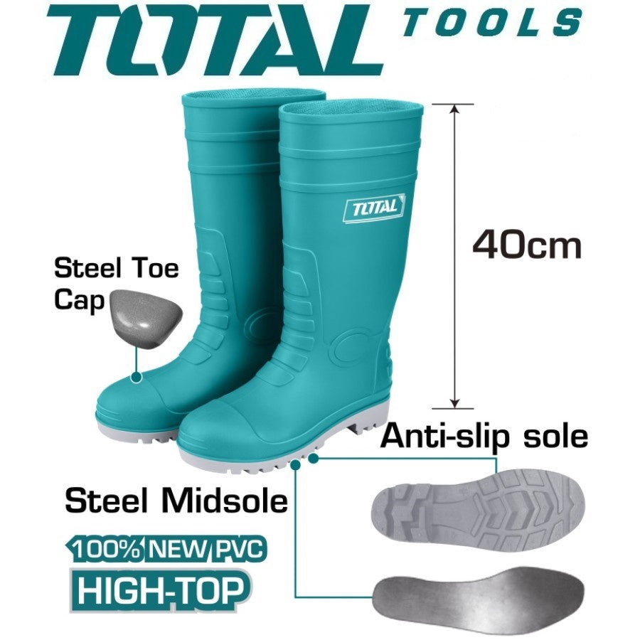 TOTAL Long Boots Safety Tip TSP302S1P Green Rubber Steel Toe Steel Midsole
