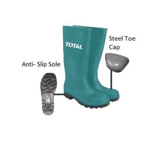 TOTAL Long Boots Safety Tip TSP302SB Green Rubber Steel Toe