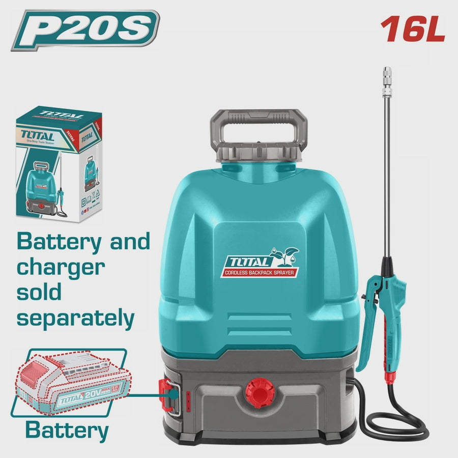 TOTAL Spray Can Knapsack TSPLI2016 16L Sprayer 20V LITHIUM-ION