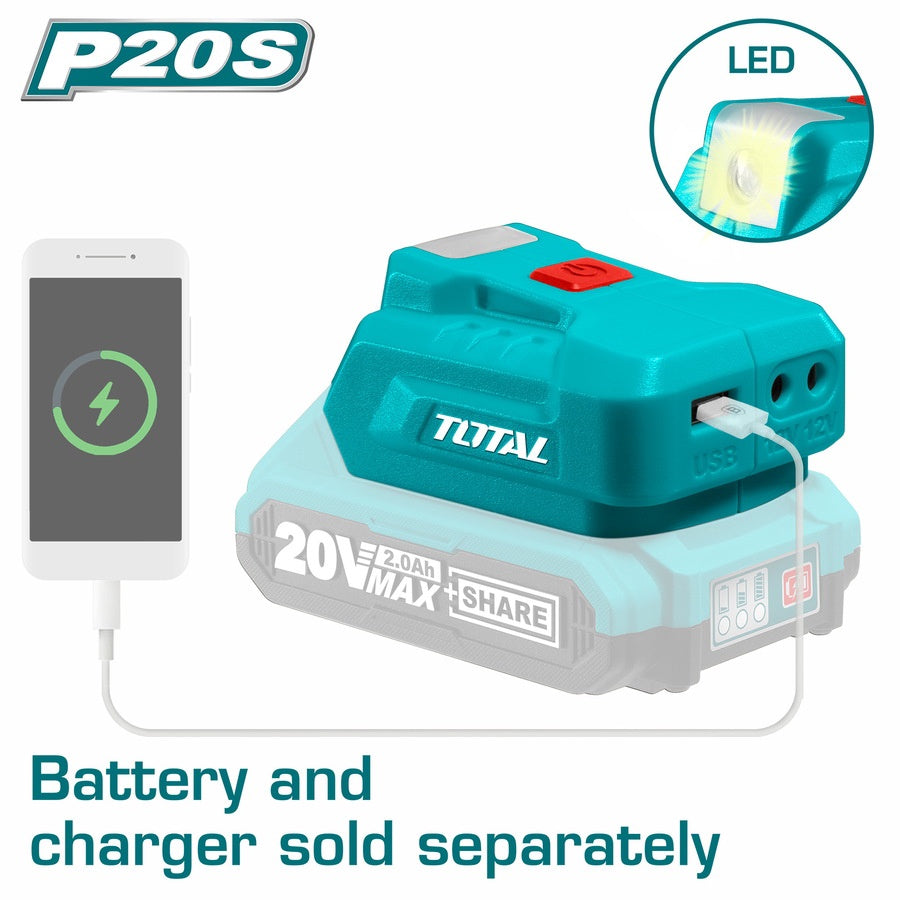 TOTAL Charger 20V TUCLI2022 LITHIUM-ION USB-A Solo