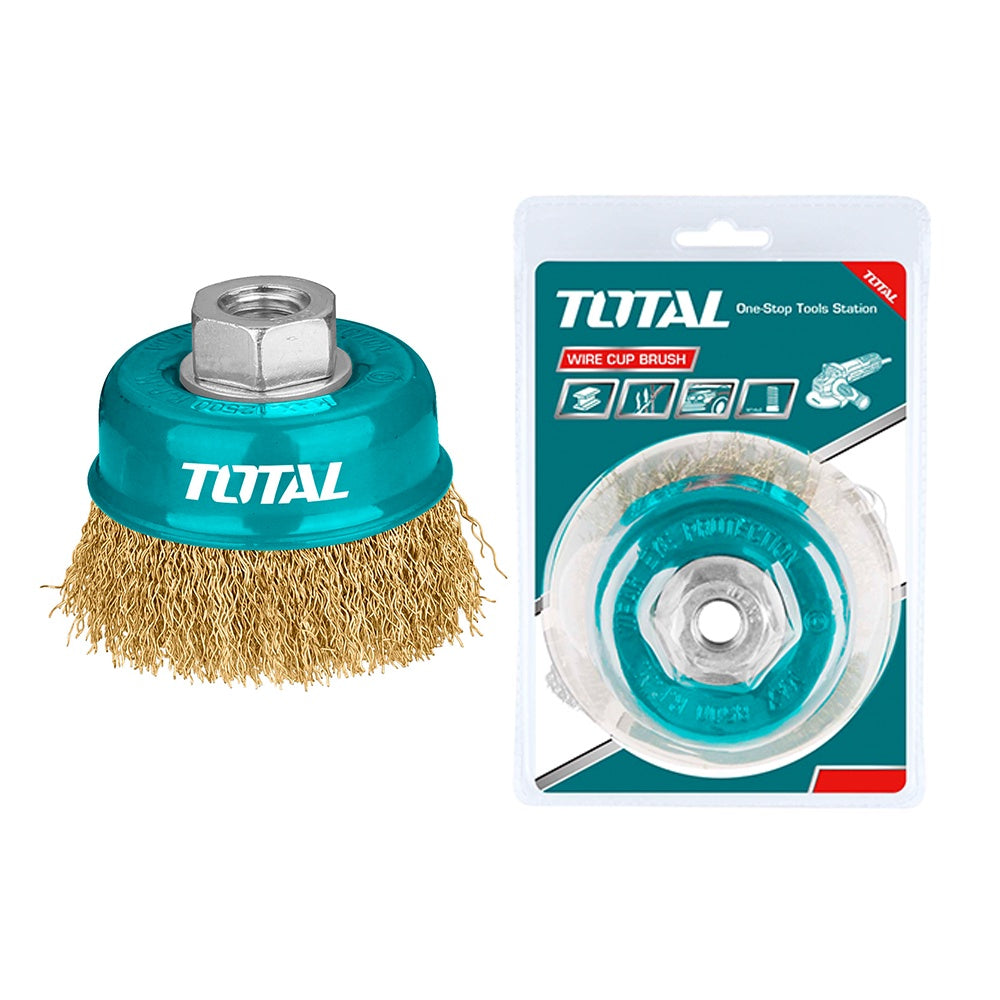 TOTAL Wire Brush Cup 3" Gold Twisted UTAC31031 75MM
