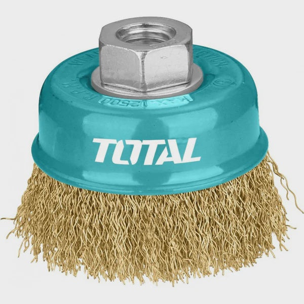 TOTAL Wire Brush Cup 3" Gold Twisted UTAC31031 75MM