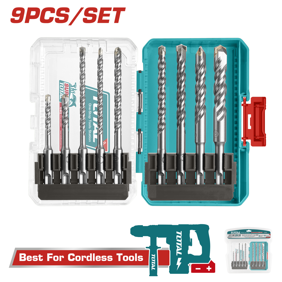 TOTAL Drill Bit Set 9PCS UTACSDL30906 Sds Plus Impact