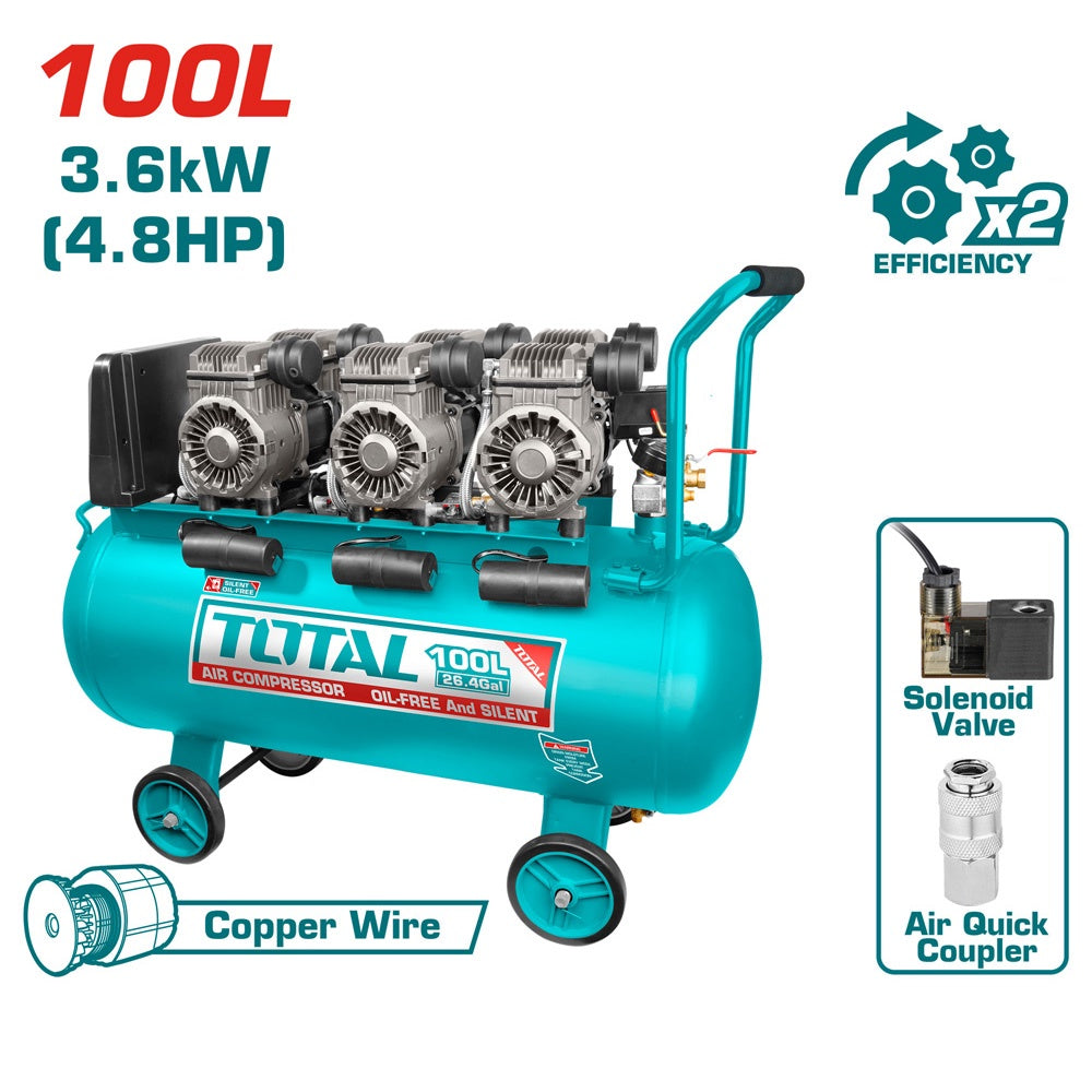 TOTAL Air Compressor 4.8HP 100L UTCS3361008 Oil Free