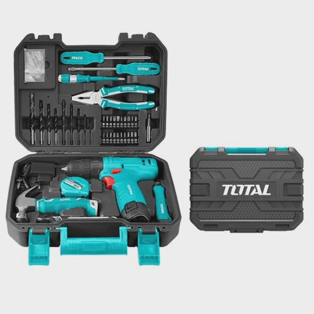 TOTAL Tool Set 81PCS UTHKTHP10812 Household Drill Gun 12V Lithium Ion 1.5AH