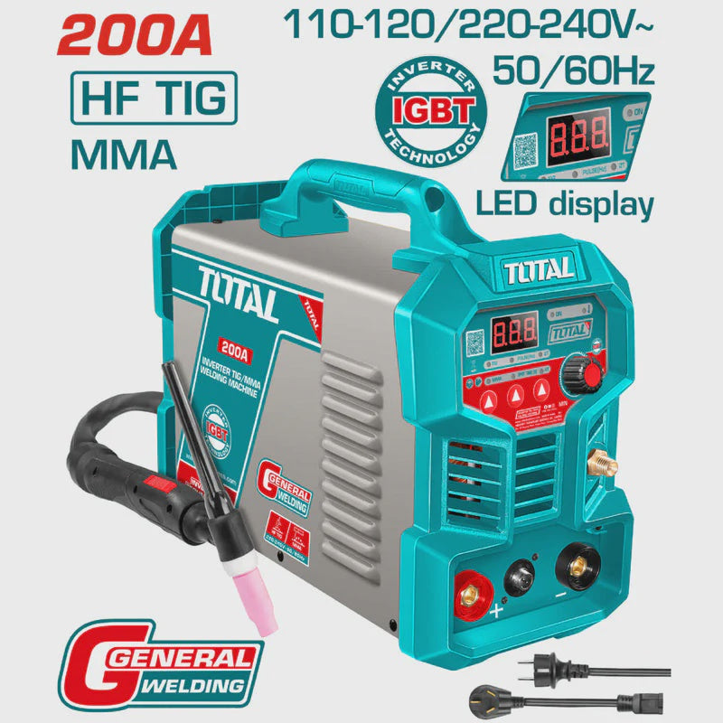 TOTAL Welding Machine UTIG20058 Digital Inverter 200A MMA-HF Tig 110-220V