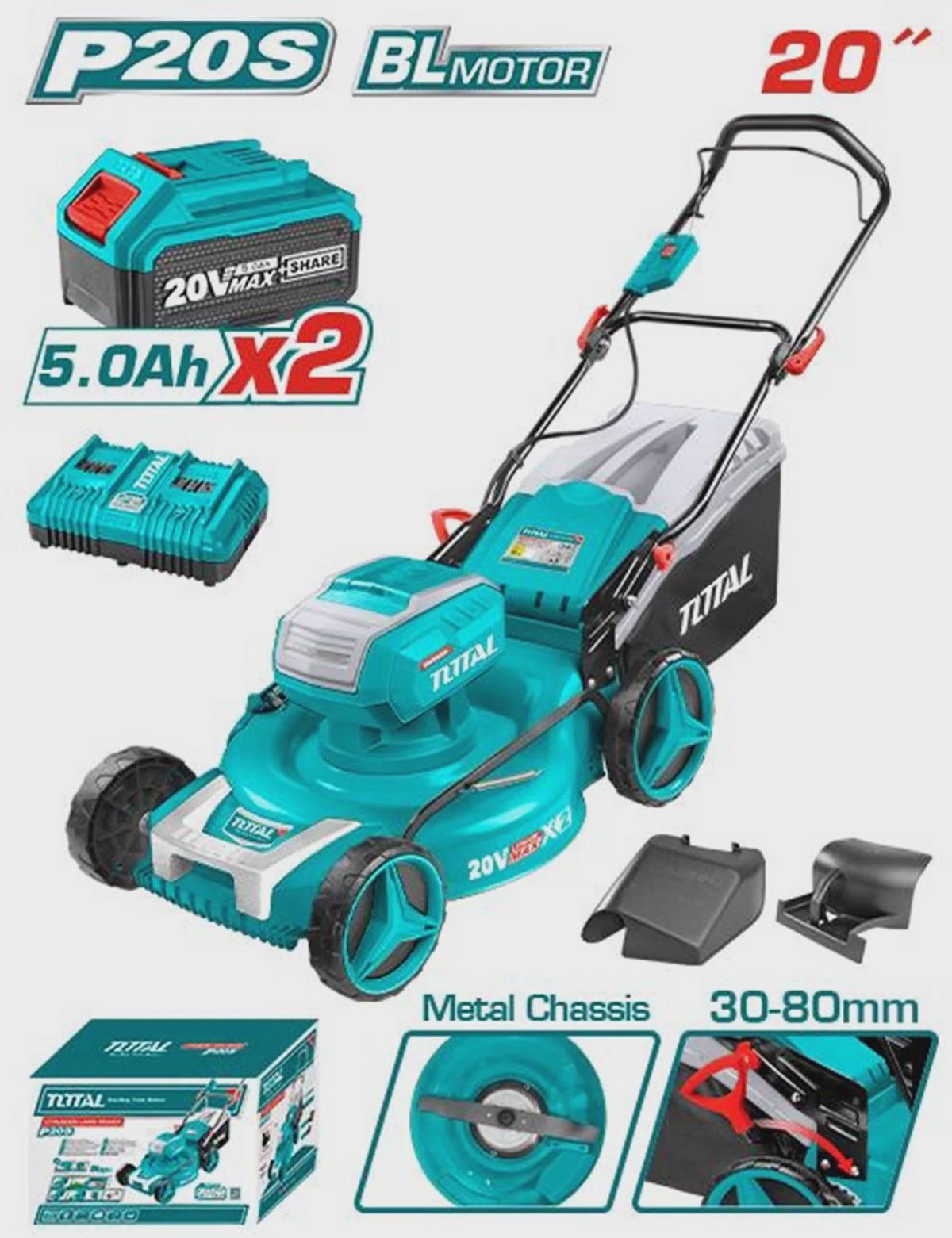TOTAL Lawn Mower 20" UTLMLI20202 20V X2 (40V) Lithium Ion