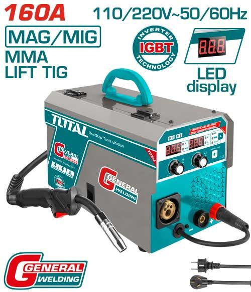 TOTAL Welding Machine UTMGT16058 Inverter 160A MAG/MIG/MMA/TIG Lift