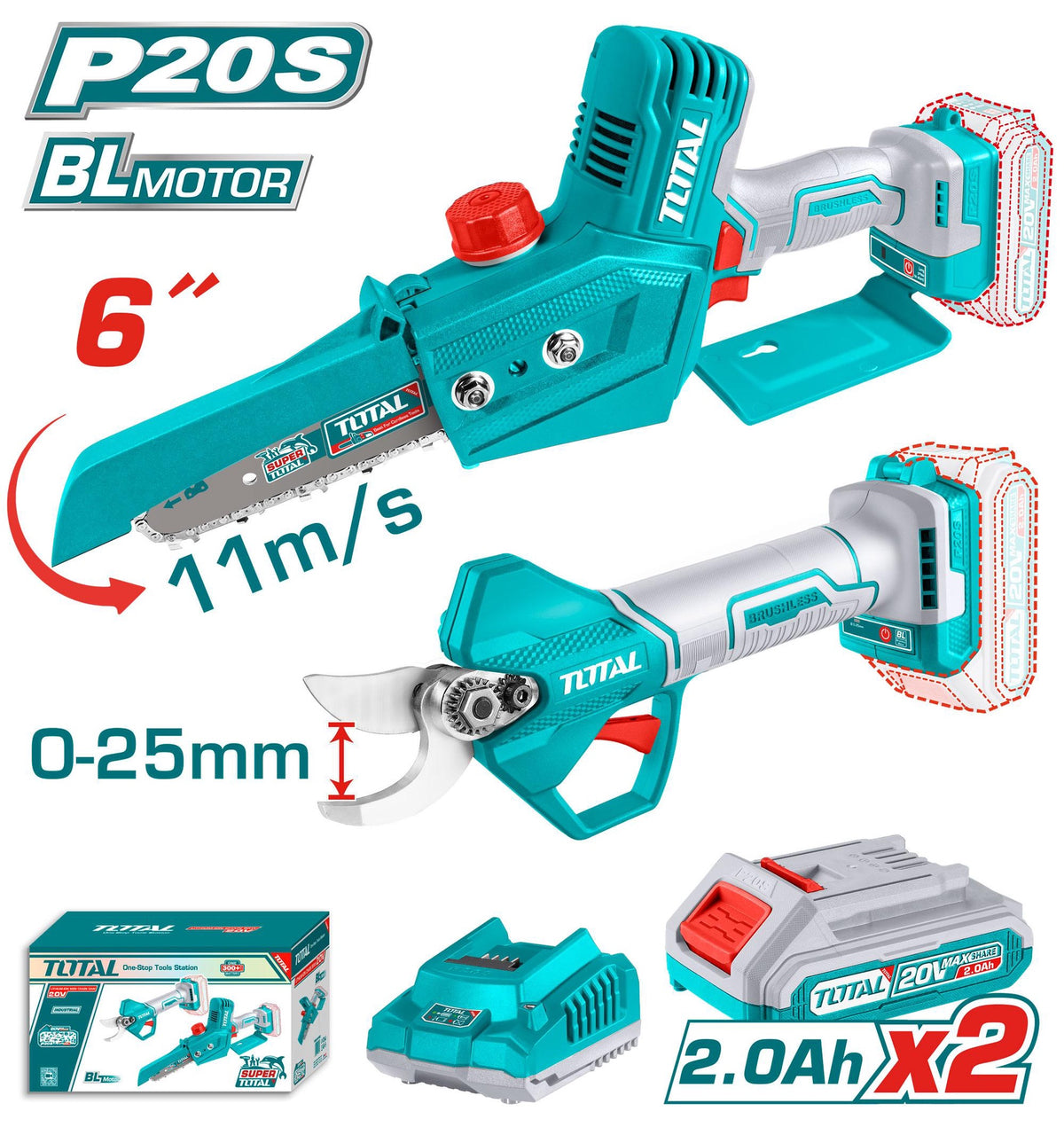 TOTAL Shear Straight 2PCS Combo Kit UTOSLI240306 20V Lithium Ion