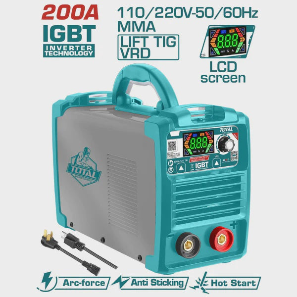 TOTAL Welding Machine UTW2200381 Inverter MMA/TIG Lift 200A